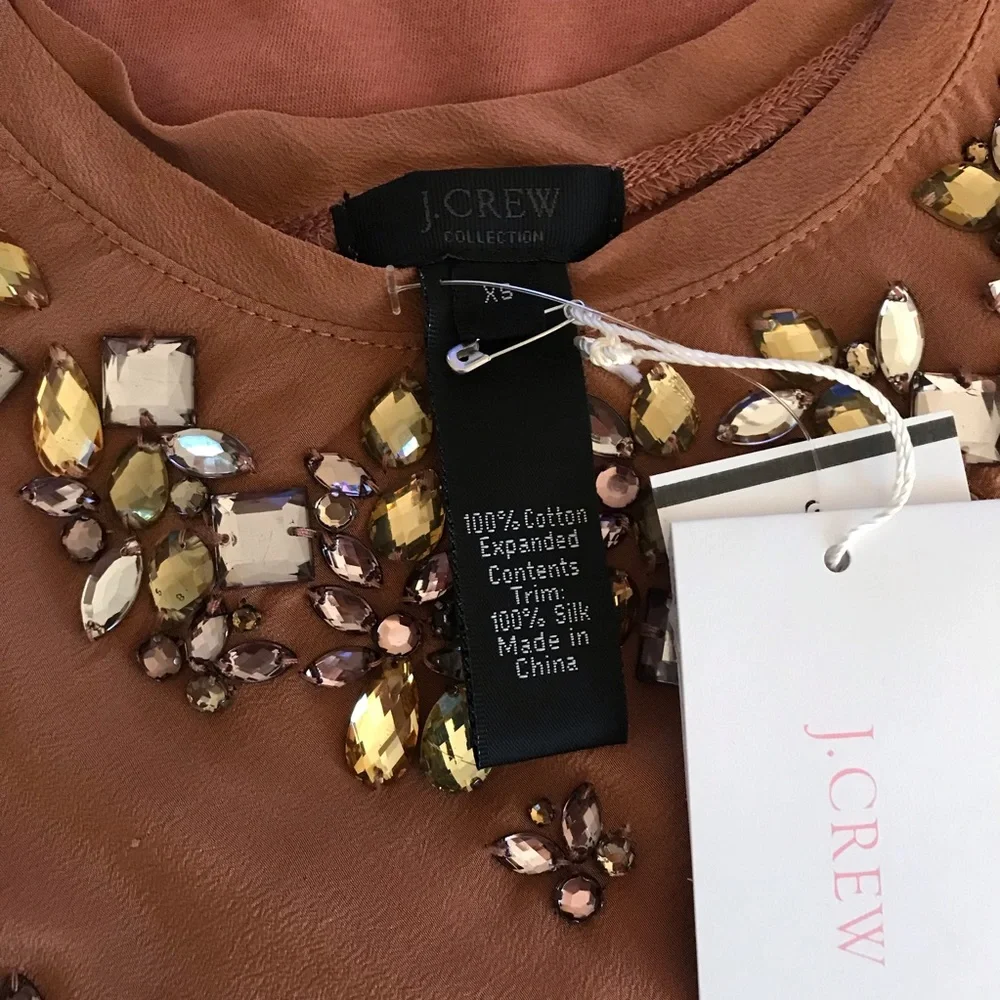 J. Crew Collection Silk & Beaded Tank